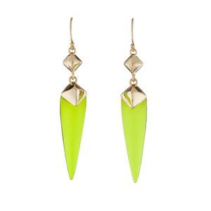 NWOT ALEXIS BITTAR Lucite Pyramid Capped Spear Drop Earrings (Neon Yellow)